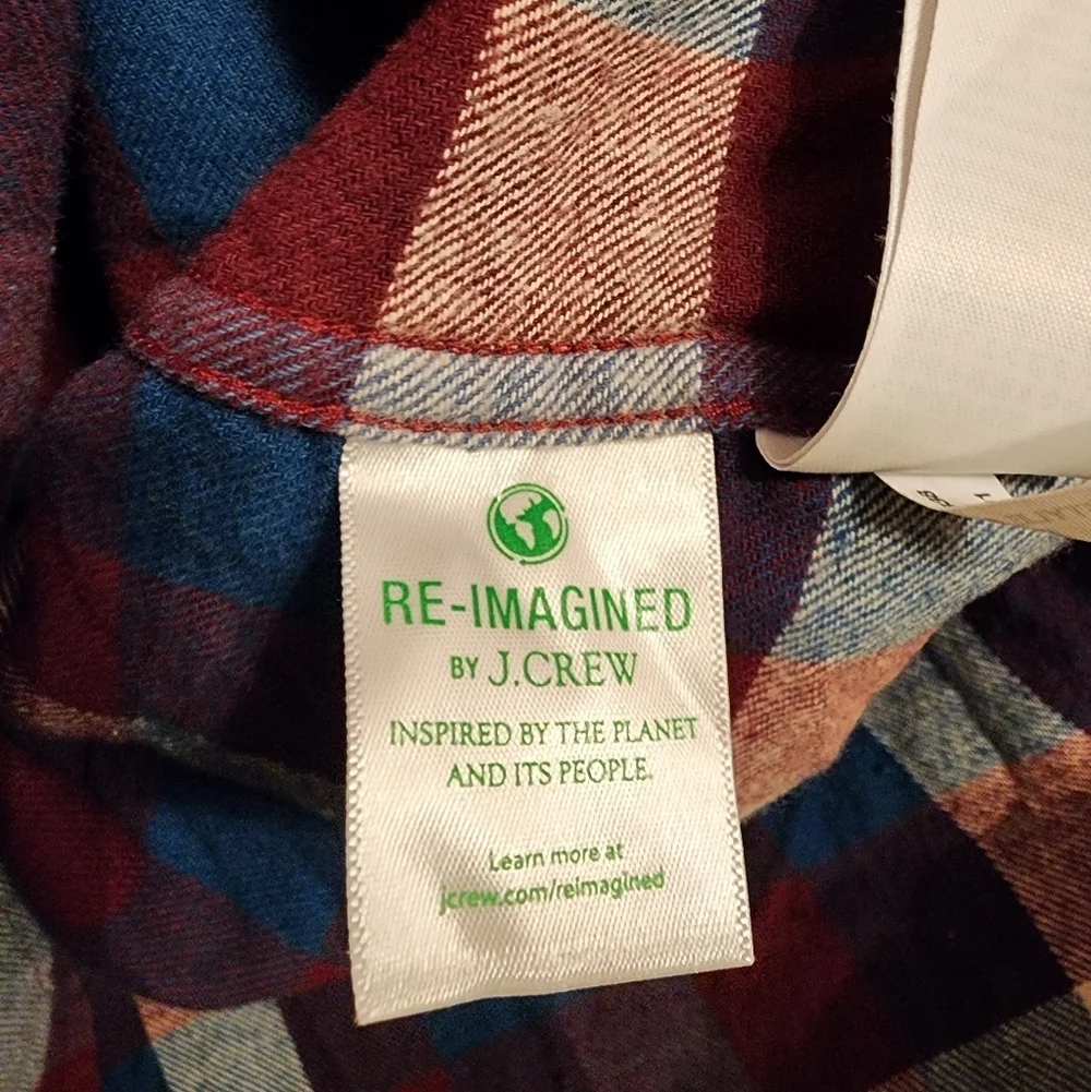 NWT J.CREW MEN'S Slim Fit Plaid Flannel Shirt M $79.50 Re-imagined 100% Cotton